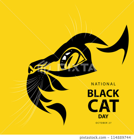 National Black Cat Day on october 27, With concept a black cat head vector illustration and text isolated on yellow background for commemorate and celebrate National Black Cat Day. National Black Cat Day on october 27, With concept a black cat head vector illustration and text isolated on yellow background for commemorate and celebrate National Black Cat Day. 114889744
