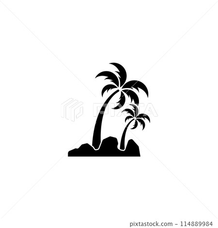 Palm tree logo, palm with waves and sun. Using Illustrator template design editing. Palm tree logo, palm with waves and sun. Using Illustrator template design editing. 114889984