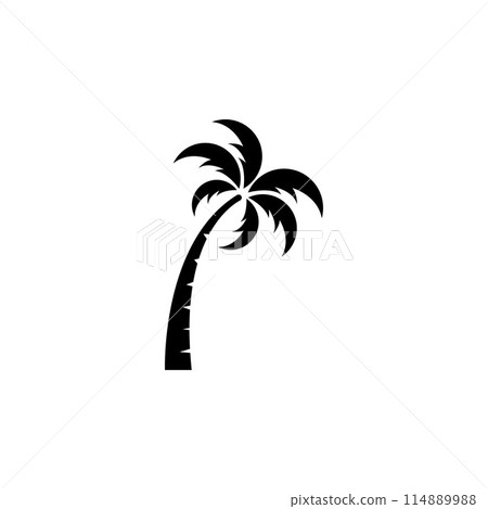 Palm tree logo, palm with waves and sun. Using Illustrator template design editing. Palm tree logo, palm with waves and sun. Using Illustrator template design editing. 114889988