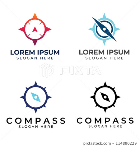 Compass logo, directional guide or pandom. Compass logo icon vector illustration template. Compass logo, directional guide or pandom. Compass logo icon vector illustration template. 114890229