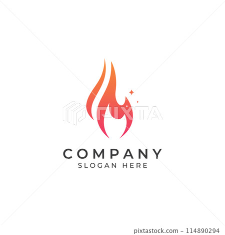 Fire or flame logo, fireball logo, and embers. Using a vector illustration template design concept. 114890294