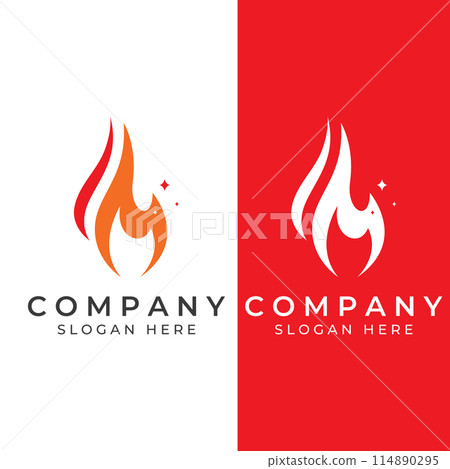 Fire or flame logo, fireball logo, and embers. Using a vector illustration template design concept. Fire or flame logo, fireball logo, and embers. Using a vector illustration template design concept. 114890295