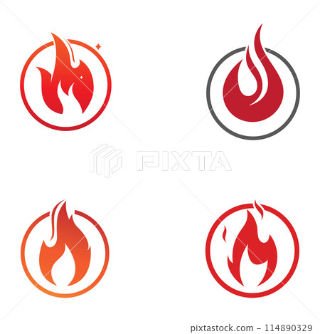 Fire or flame logo, fireball logo, and embers. Using a vector illustration template design concept. Fire or flame logo, fireball logo, and embers. Using a vector illustration template design concept. 114890329
