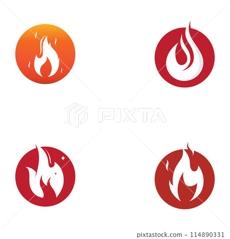 Fire or flame logo, fireball logo, and embers. Using a vector illustration template design concept. 114890331
