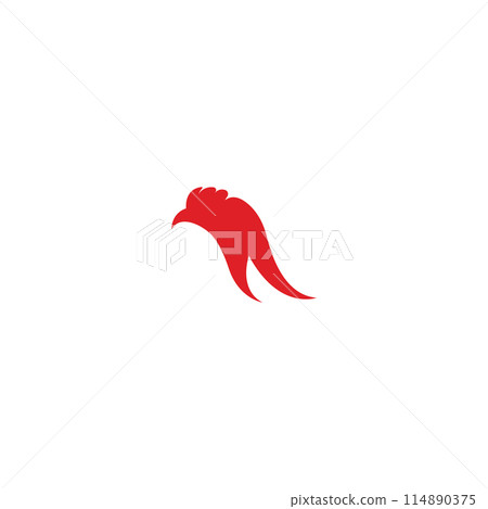Chicken logo, rooster head logo with fish combination. Logo for company business, restaurant or restaurant or food stall. Using penditan simple vector illustration. 114890375