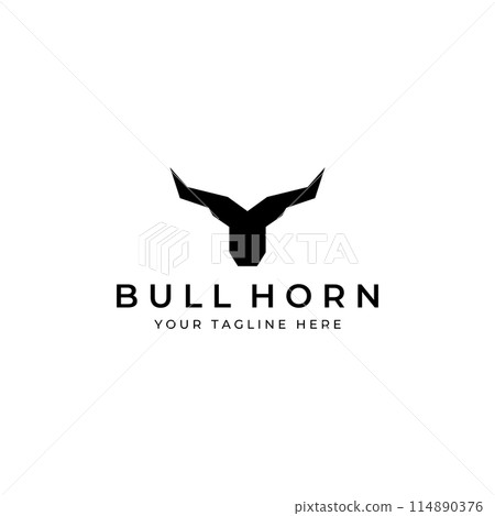 Bull's head horn logo. Using a vector illustration template design concept. 114890376