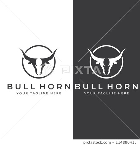Bull's head horn logo. Using a vector illustration template design concept. Bull's head horn logo. Using a vector illustration template design concept. 114890413