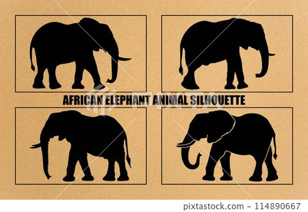 African Elephant Animal silhouette set, Wild African Elephant Silhouette set African Elephant Animal silhouette set, Wild African Elephant Silhouette set 114890667