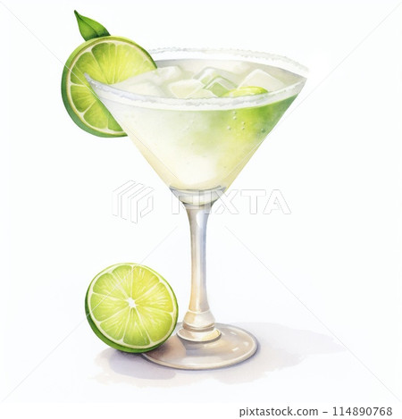 Margarita Cocktail Day with Lemon, Ice, Lemon Lime and Mint Leaves. 114890768