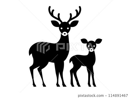 可愛的鹿家族剪影 可愛的鹿家族剪影 114891467