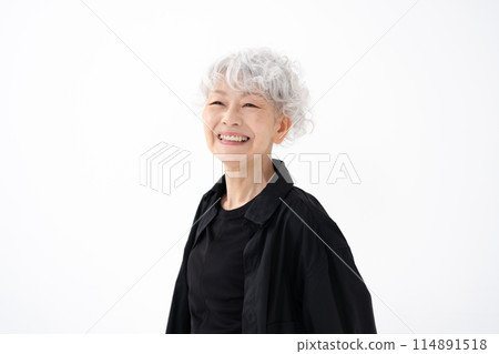 Stylish senior woman with gray hair Stylish senior woman with gray hair 114891518