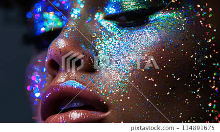 Abstract background for cosmetic products. Close-up of makeup texture, bright and sparkles beauty Abstract background for cosmetic products. Close-up of makeup texture, bright and sparkles beauty 114891675