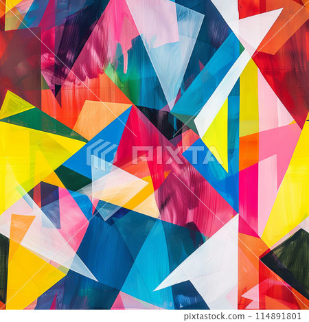 Colorful Triangles Shattered into an Abstract Composition of Dynamic Shapes 114891801