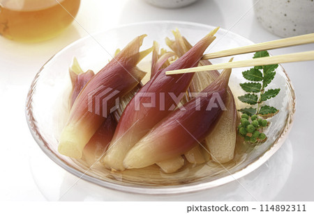Refreshing and delicious! Pickled Japanese ginger in sweet vinegar (white background) 114892311