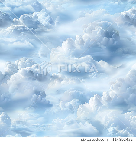 Tranquil Summer Day with Blue Skies and Fluffy Clouds 114892452