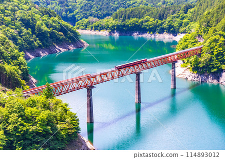 Oigawa Railway Ikawa Line heading towards Okuoikojo Station Oigawa Railway Ikawa Line heading towards Okuoikojo Station 114893012