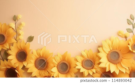 Background material with sunflowers at the bottom Background material with sunflowers at the bottom 114893042