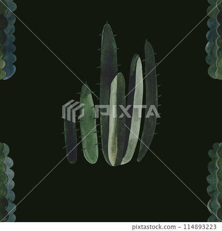 Cacti. Seamless watercolor pattern for wrapping paper, wallpaper and textiles. 114893223