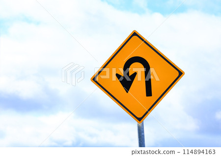 U-turn sign with sky and text space 114894163