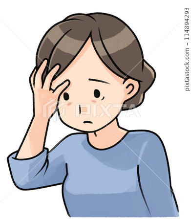 一個女人打她的額頭 一個女人打她的額頭 114894293