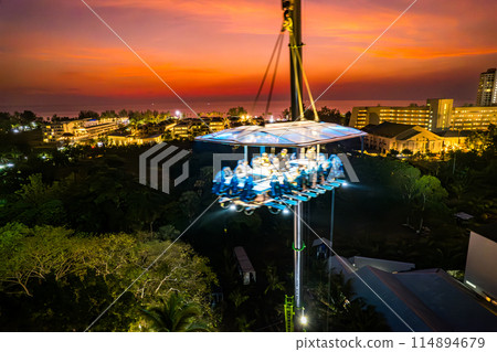 Aerial view of a dinner in the sky in Karon, Phuket, Thailand 114894679