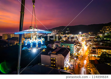 Aerial view of a dinner in the sky in Karon, Phuket, Thailand 114894684