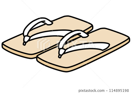 A simple illustration of geta sandals (with white straps) A simple illustration of geta sandals (with white straps) 114895198