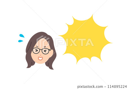 A set of an anxious woman and a speech bubble [People vector illustration material] 114895224