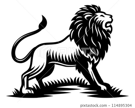 Lion Animal Woodcut Vintage Style Icon Mascot Lion Animal Woodcut Vintage Style Icon Mascot 114895304
