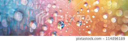Water droplets on glass, macro photo, pastel rainbow colors, gradient background Water droplets on glass, macro photo, pastel rainbow colors, gradient background 114896189