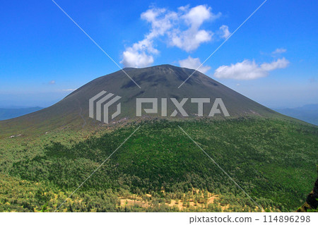 Mt. Asama in May with smoke rising 114896298