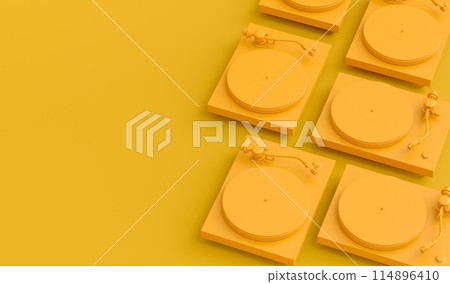 Set of vinyl record player or DJ turntable with retro vinyl disk on monochrome Set of vinyl record player or DJ turntable with retro vinyl disk on monochrome 114896410