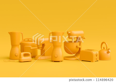 Electric kitchen appliances and utensils for making culinary on monochrome Electric kitchen appliances and utensils for making culinary on monochrome 114896420