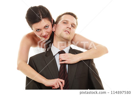 Dominant bride with husband Dominant bride with husband 114897580