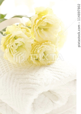 黃色康乃馨和毛巾 114897802