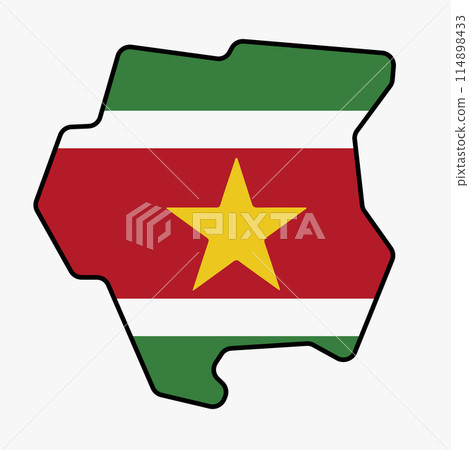 Outline drawing of Suriname flag map. 114898433
