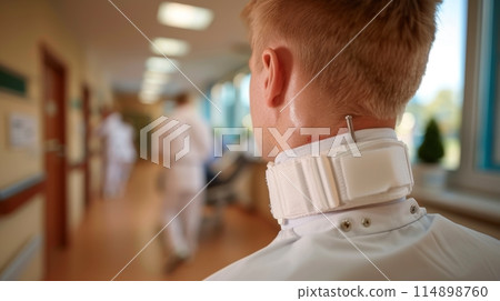 Car accident injuries man with a Neck Collar 114898760