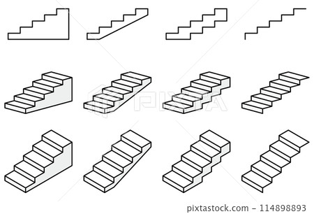 Vector illustration set of stairs of various shapes 114898893