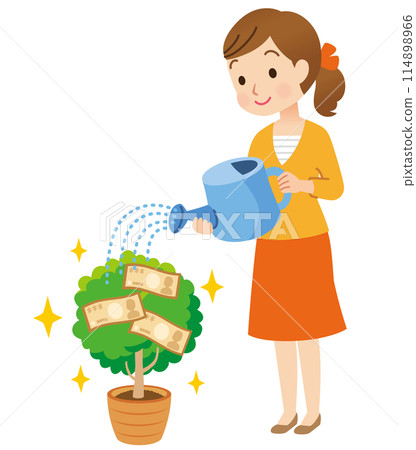 給金錢樹澆水的女人 資產管理 金錢 主婦 給金錢樹澆水的女人 資產管理 金錢 主婦 114898966