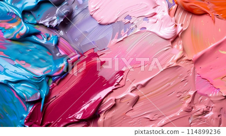 Blending vivid pastels across the canvas for a vibrant masterpiece. 114899236