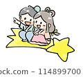 彥星和織姬在七夕夜談論流星 114899700
