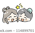 彥星和織姬臉頰相觸微笑 114899701