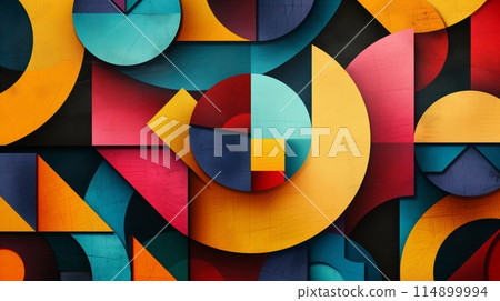 Retro '80s vibe: Bold, vivid shapes in overlapping, dynamic geometry. 114899994