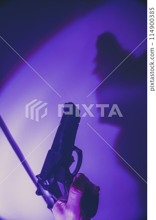Pistol gun artistic photo book cover design 114900385