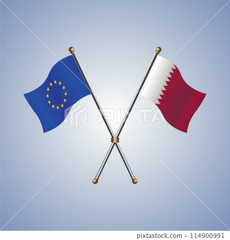 Europe and Qatar flags. Vector Illustration 114900991