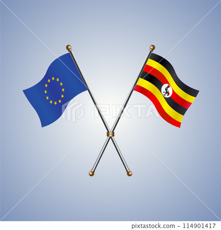 Europe and Uganda flags. Vector Illustration 114901417