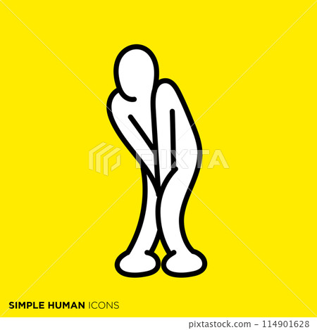 Simple human icon series, person holding back from going to the toilet Simple human icon series, person holding back from going to the toilet 114901628