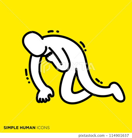 簡單的人類圖標系列,一個躺在痛苦中的人 簡單的人類圖標系列,一個躺在痛苦中的人 114901637