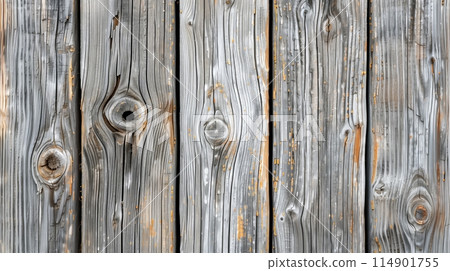 Aged Wood Detail: Close-up showing grain, knots, and cracks for natural charm. 114901755
