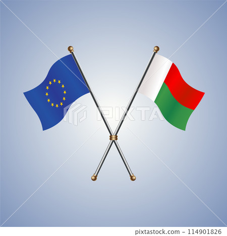 Europe and Madagascar flags. Vector Illustration Europe and Madagascar flags. Vector Illustration 114901826